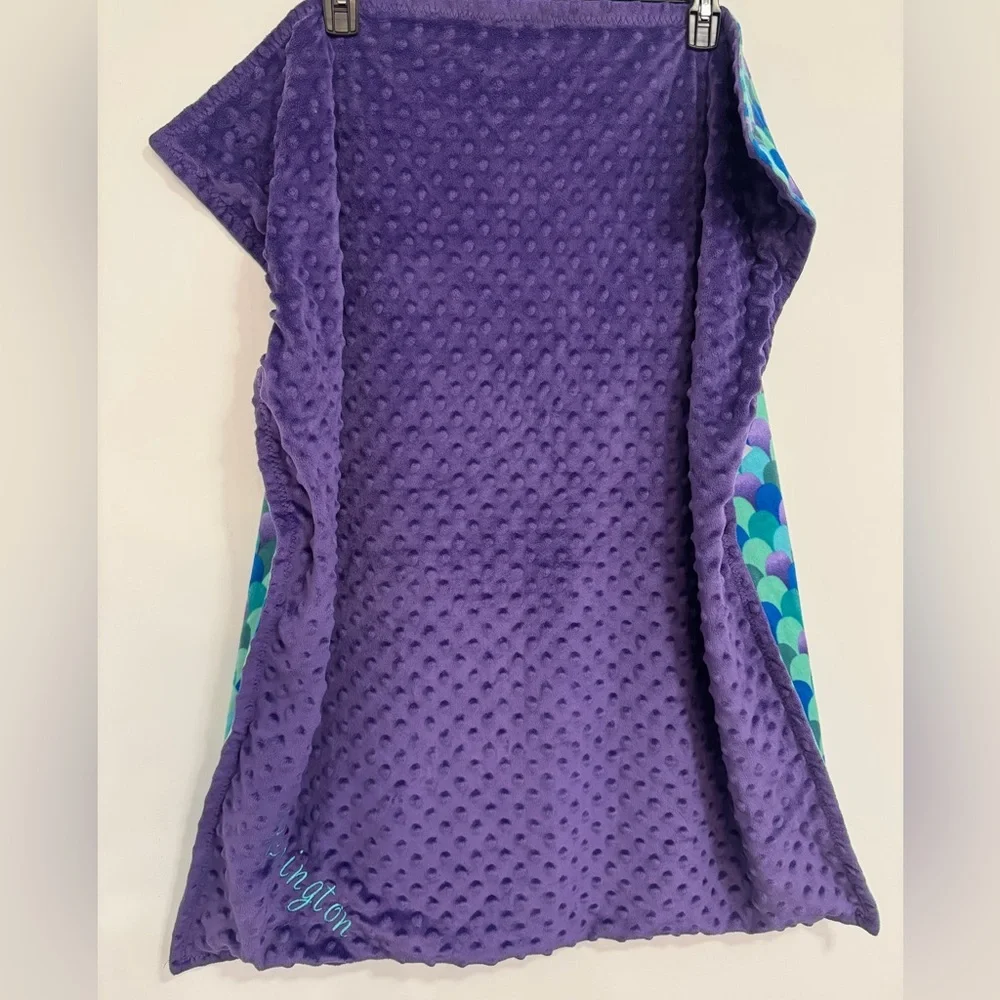 Purple Textured Personalized Blanket with Blue and Green Accents